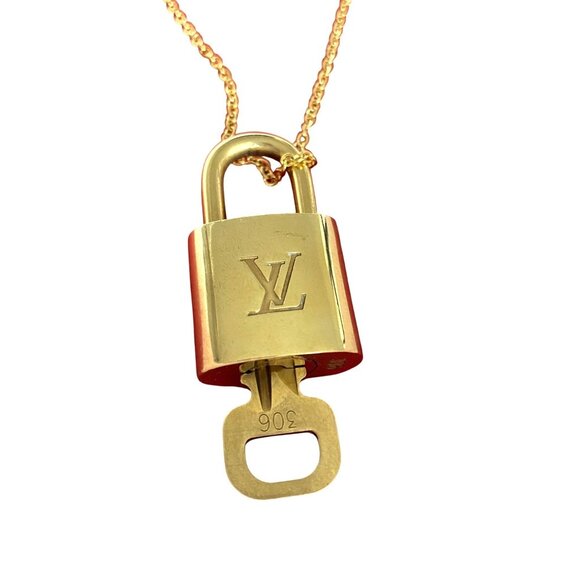 Louis Vuitton Lock & Key Necklace Authentic Designer Classic Luxury Vintage - Picture 1 of 6